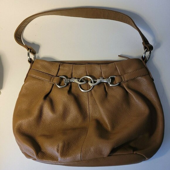 St. John's Bay Brown Genuine Leather Shoulder Bag Hobo Tote - Picture 1 of 10